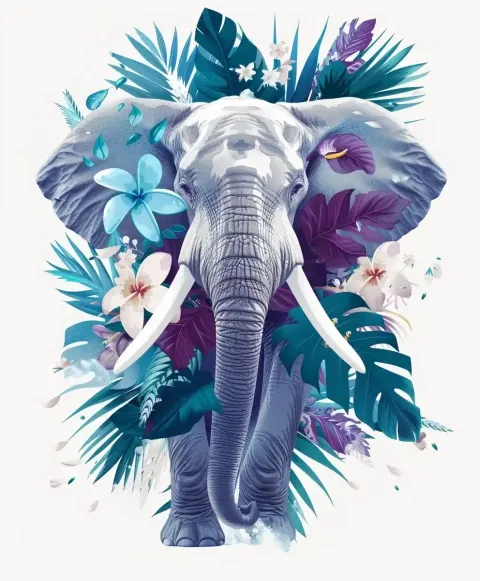 Whimsical Floral Elephant