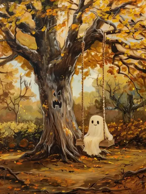 Rustic Halloween Ghost Swing