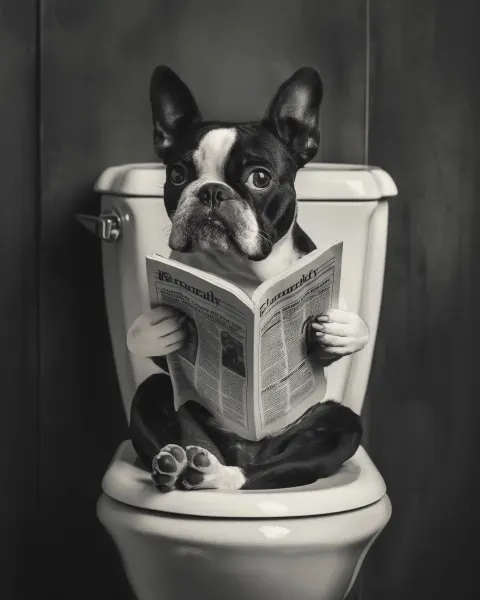 Industrial Terrier Reading Newspaper