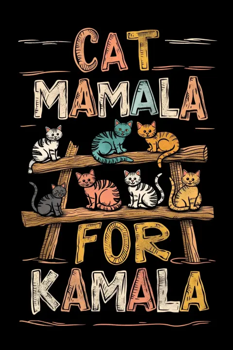 Colorful Cat Typography Vintage