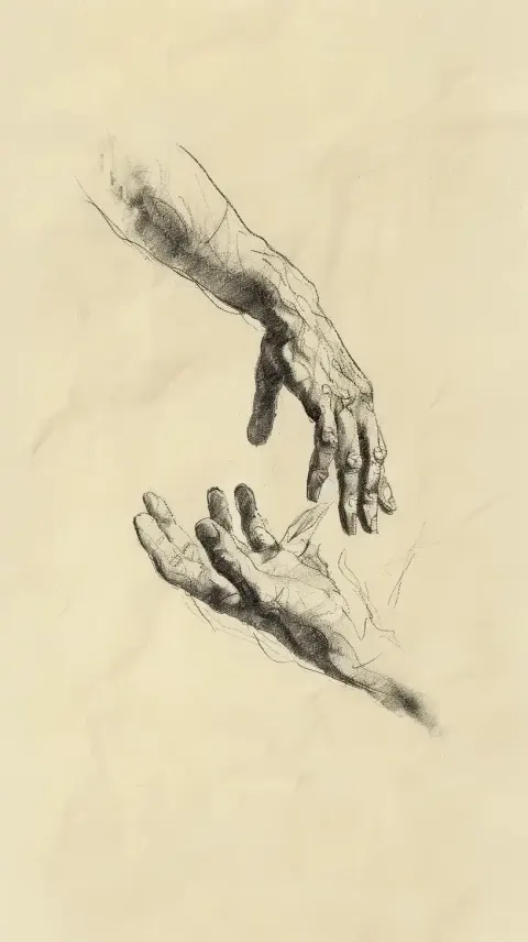 Minimalist Charcoal Hands Sketch