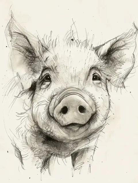 Expressive Pig Sketch