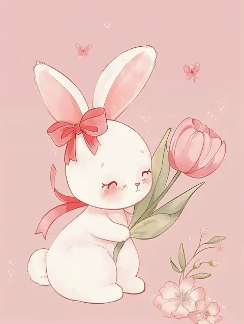 Kawaii Bunny with Tulip
