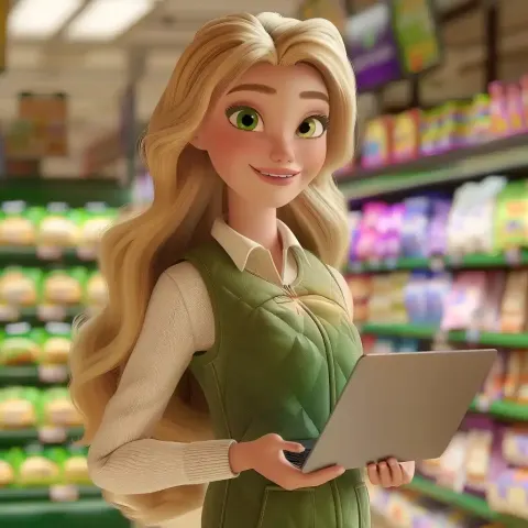 Pixar Woman with Laptop