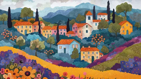 Whimsical French Village Weavings