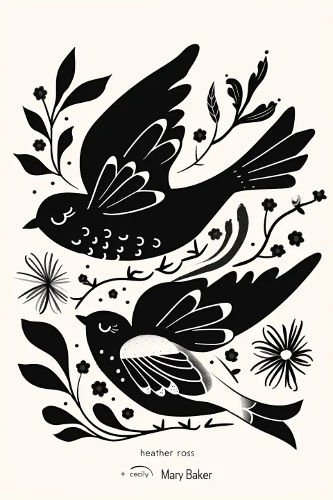 Floral Swallow Vector Art
