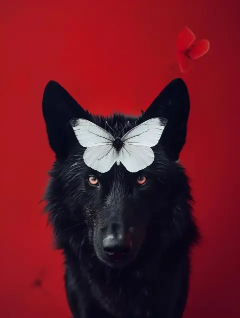 Surreal Wolf and Butterfly