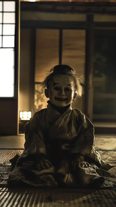 Eerie Zashiki-warashi in Shadows