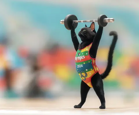 Olympics 2024 Cat Weightlifting