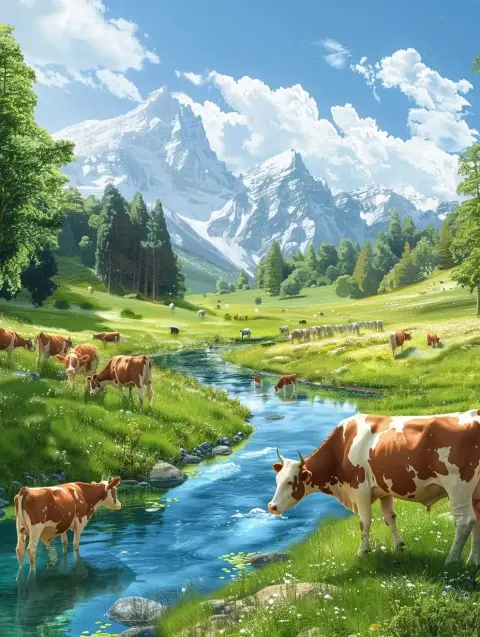 Realistic Cattle Grazing