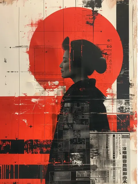 Ink Wash Geisha Portrait