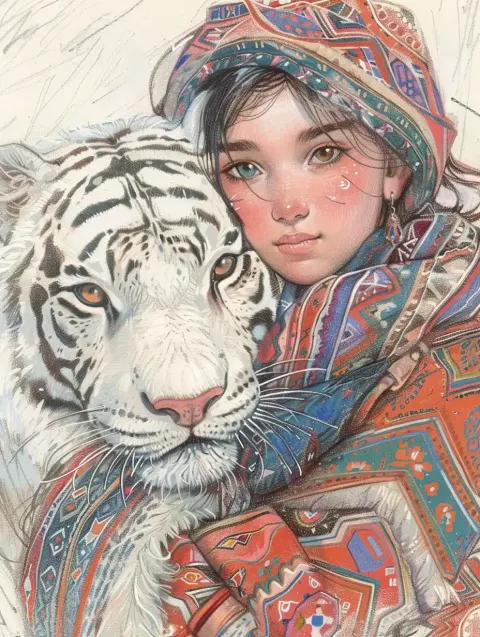 Rustic Kazakh Tiger Sketch