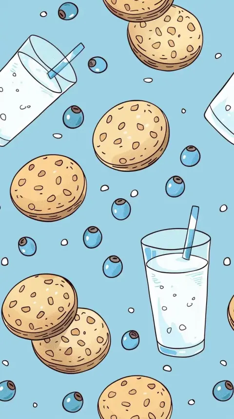 Cartoon Milk and Cookies