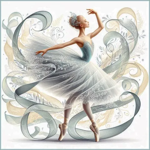 Classical Ballerina on Tiptoe Wrapped in Veils Illustration