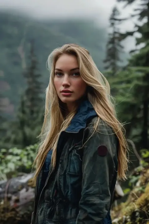 Blonde Model on Trail