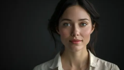 Realistic Woman Portrait on Black Background