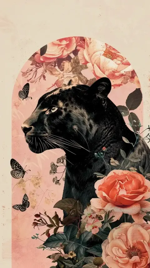 Floral Panther Collage