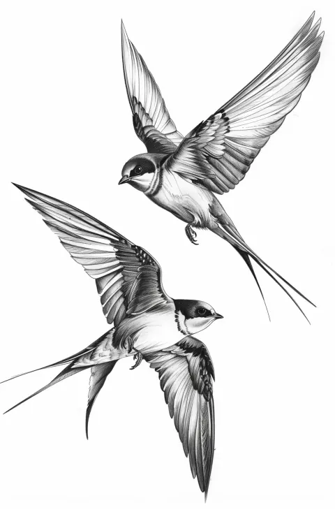 Minimalist Swallows in Flight