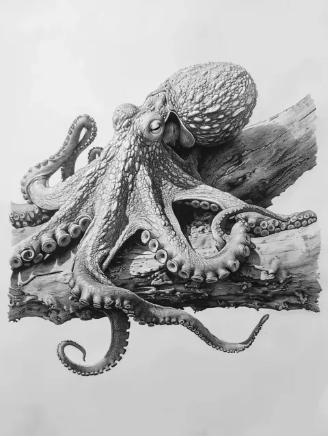 Pencil Octopus on White