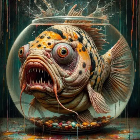Arrogant Koi With Golden Belly Art Nouveau Fishbowl