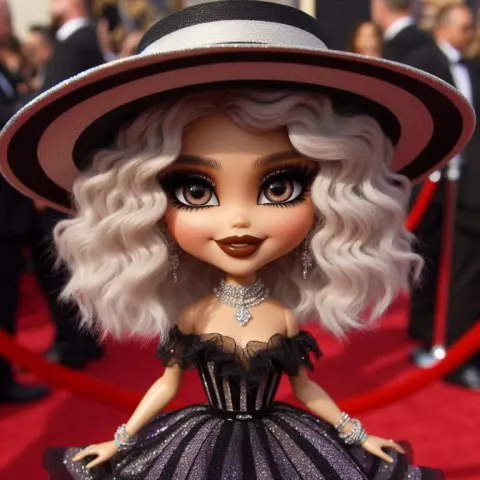 Chibi Latina Woman With Icy Blonde Pixie Airbrush Painting