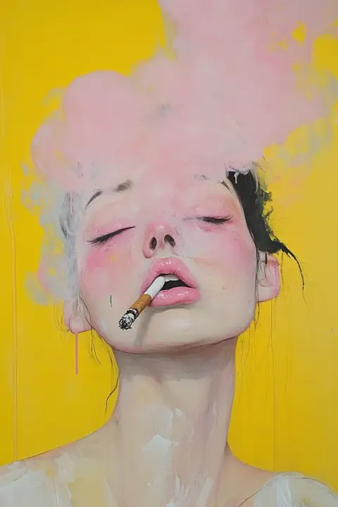 Surreal Woman Smoking Cigarette