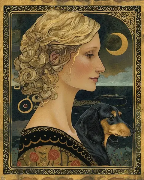 Tarot Blonde with Dachshund