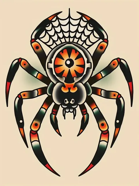 Symmetrical Spider Tattoo Flash