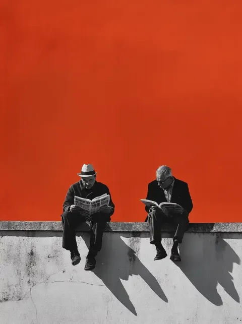 Surreal Graphic Men Sitting