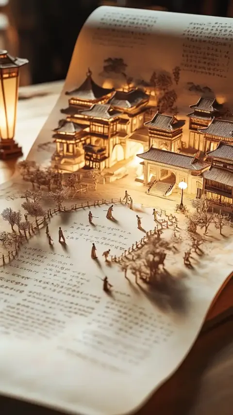 Miniature Architecture Scroll Illustration