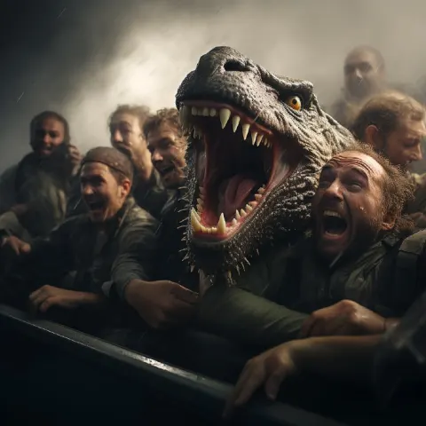 Airboat Party Circled by Alligator in Misty Florida