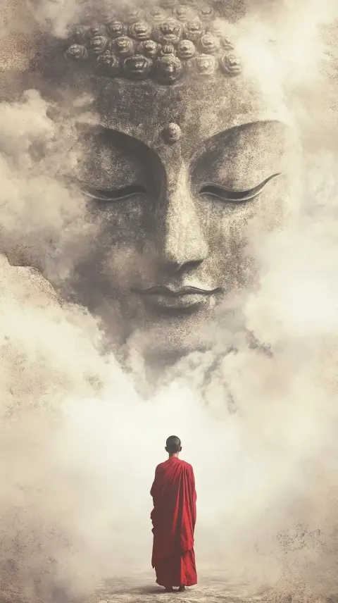 Monk Gazing at Buddha