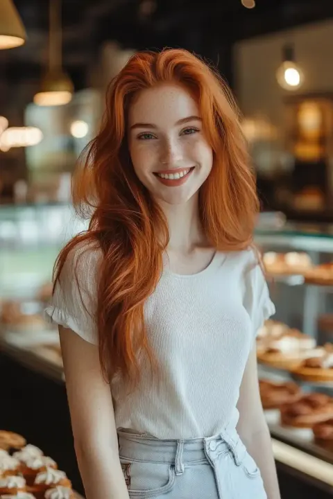 Redhead Model at Bakery
