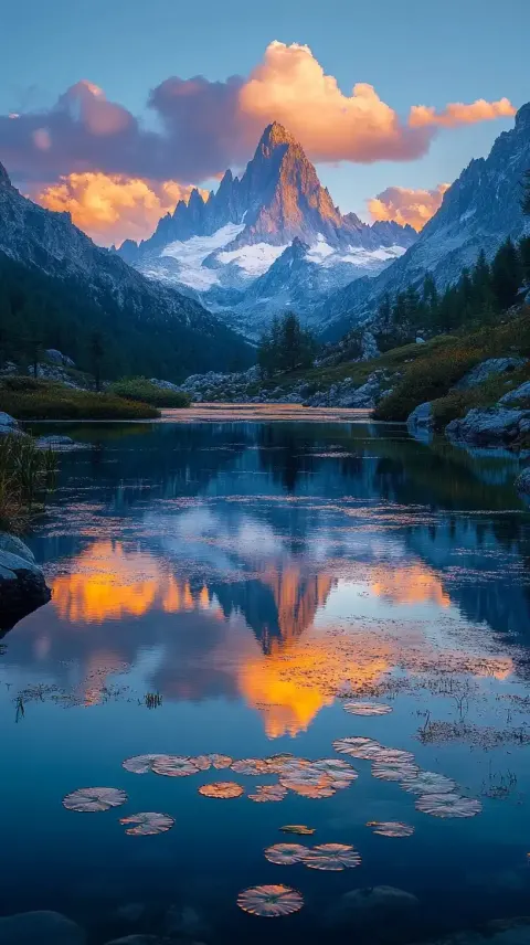 Dusk Ocean Over Mountains