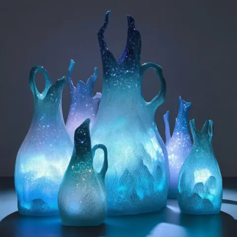 Luminous Vase-Houses Changing with Moon Phases