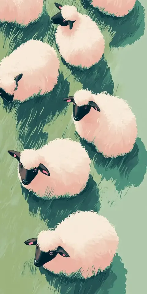 Minimalist Sheep on Grass