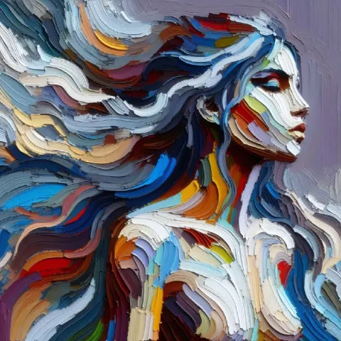 Expressive Full-Body Woman in Vibrant Brushstrokes