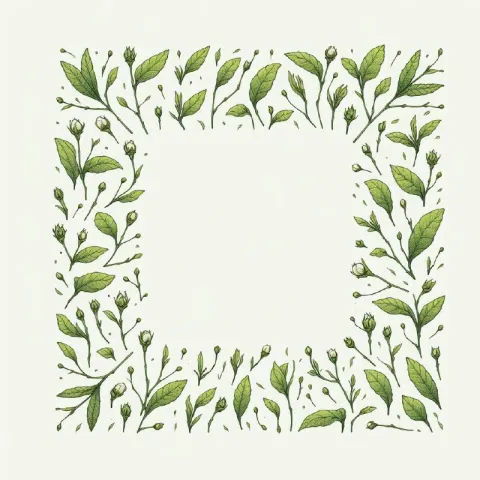 Green Tea Buds Arranged in Square Frame Pattern