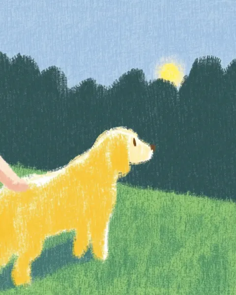 Golden Retriever at Dusk