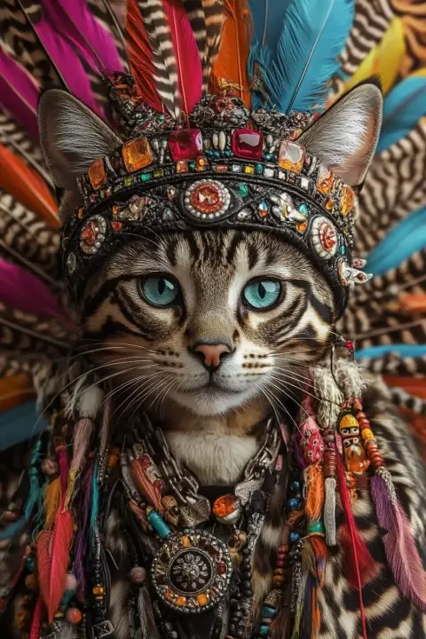 Regal Shaman Cat Portrait