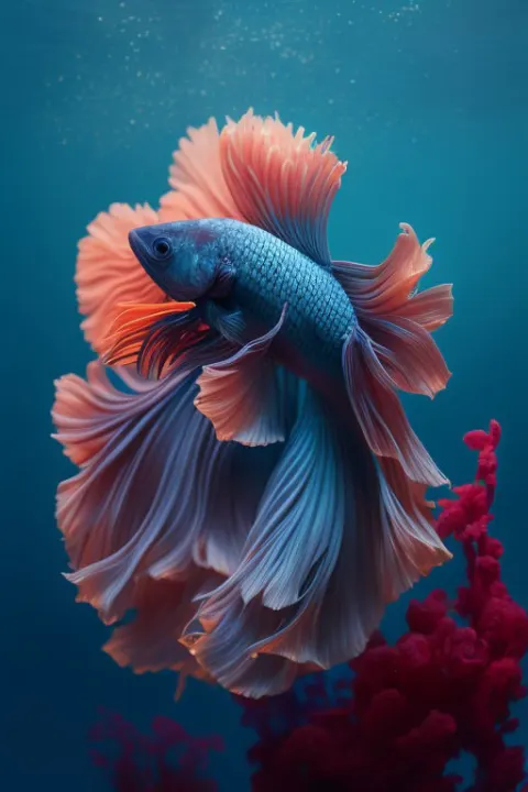 Betta Fish Portrait With Coral and Flowers Film Still