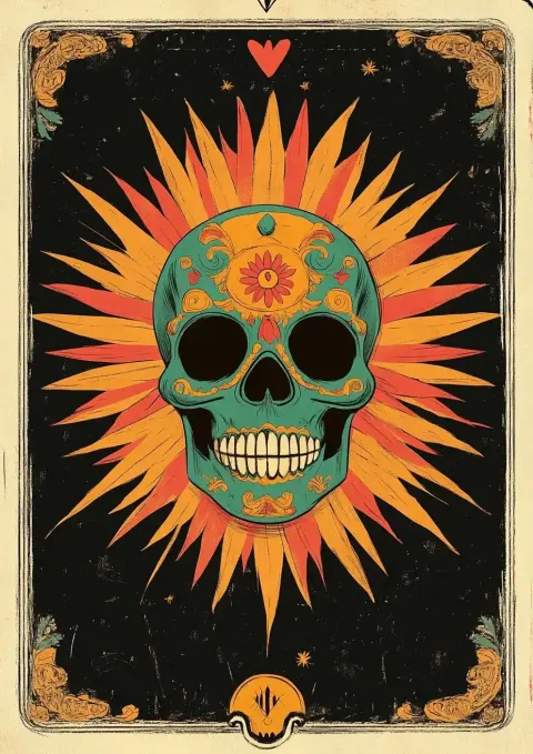 Vintage Tarot Skull Illustration
