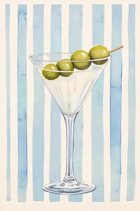 Vintage Martini Watercolour Illustration