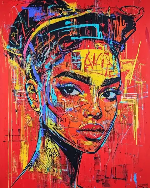 Basquiat-Inspired Abstract Woman