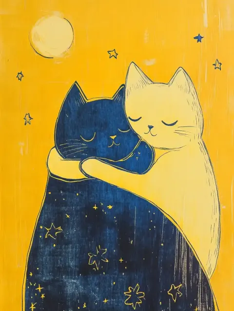 Cats Under Starry Blanket