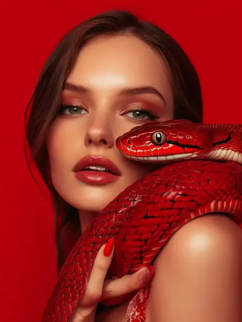 Woman and Red Snake Photography