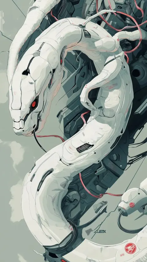 Mecha Snake Neo-Pop Illustration