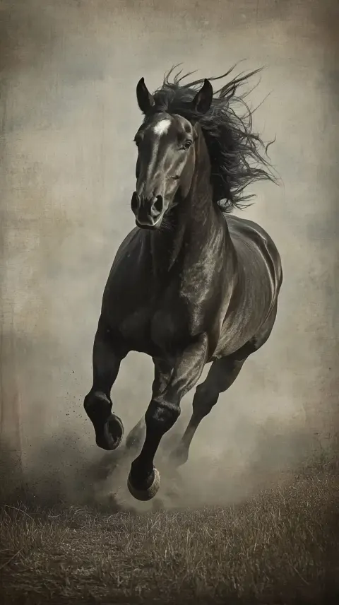 Galloping Stallion in Vintage Photography
