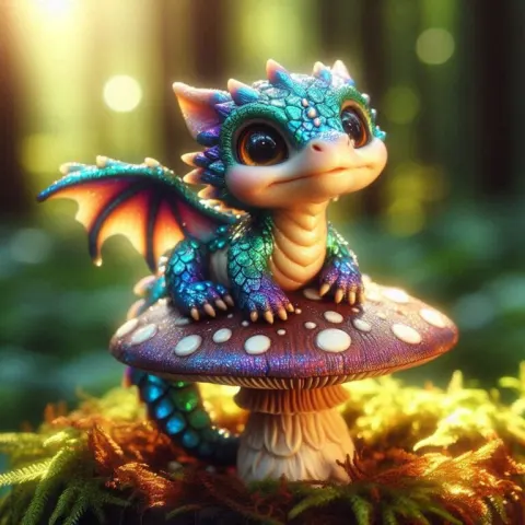Small Colorful Fantasy Dragon Illustration