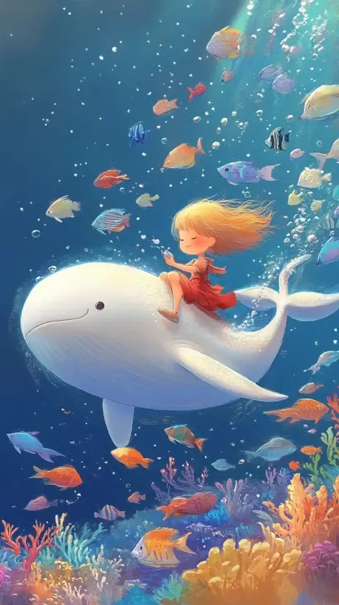 Whimsical Girl on Whale
